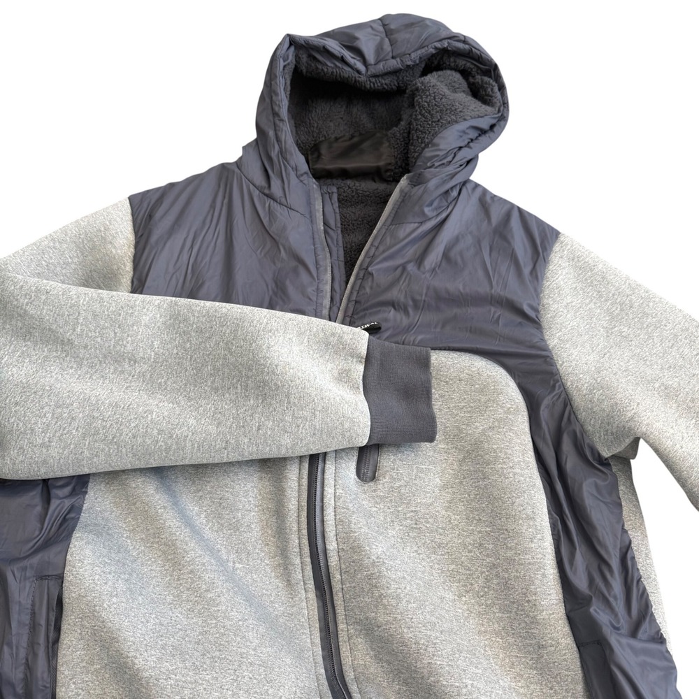 VERTICAL SPORT Men's Gray Fleece Lined Puffer‎ Full Zip Hoodie Jacket XL